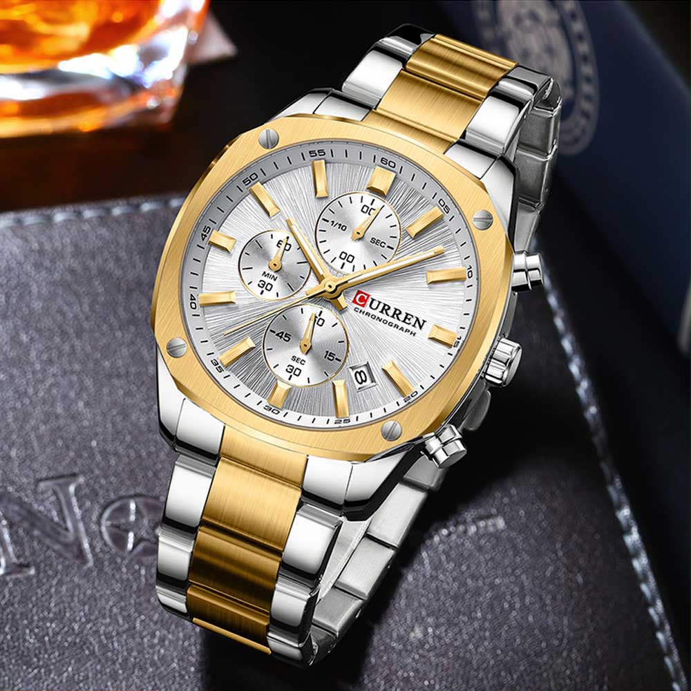 CURREN 8490 Men Stainless Steel Chronograph Luxury Watch