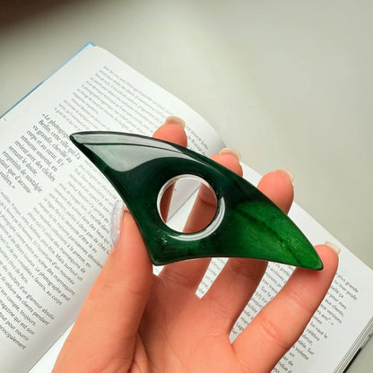 Green Resin Page Holder – Alcohol Ink Design + Gift Pouch