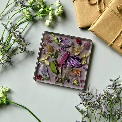 Pink Resin Coasters with Real Dried Flowers