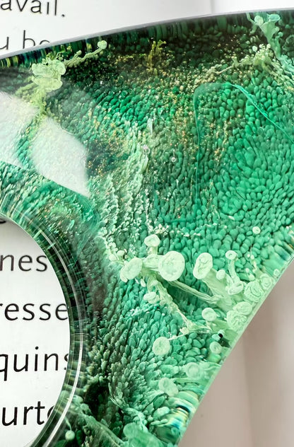 Green Resin Page Holder – Alcohol Ink Design + Gift Pouch