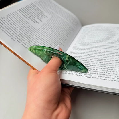 Green Resin Page Holder – Alcohol Ink Design + Gift Pouch