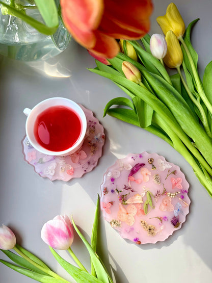 Petal Meadow Scallop Coaster Set